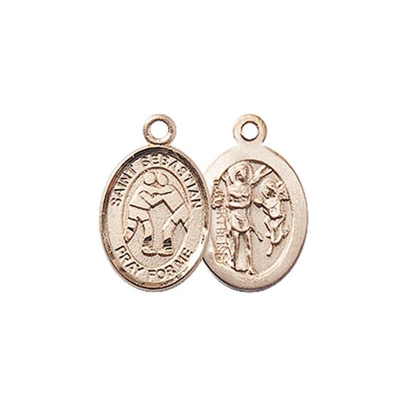 14KT GOLD ST SEBASTIAN-WRESTLING MEDAL - 1/2" x 1/4"