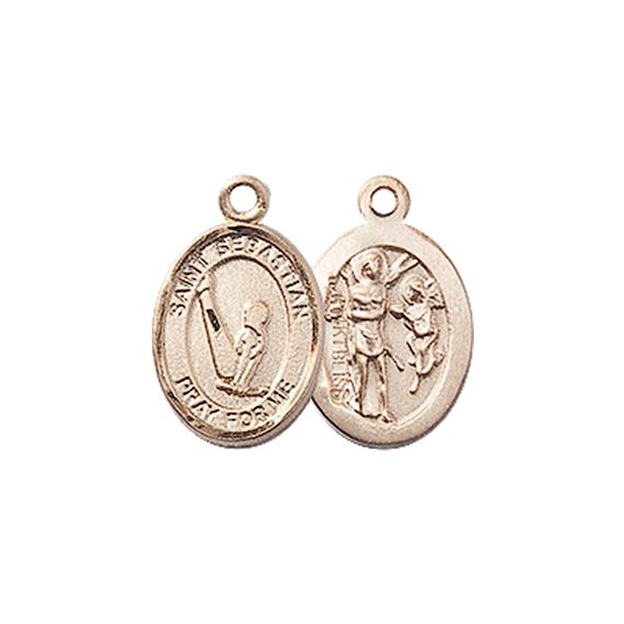 14KT GOLD ST SEBASTIAN-GYMNASTICS MEDAL - 1/2" x 1/4"