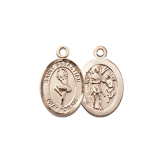 14KT GOLD ST SEBASTIAN-DANCE MEDAL - 1/2" x 1/4"