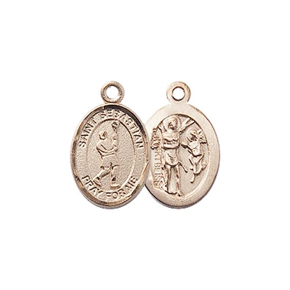 14KT GOLD ST SEBASTIAN-LACROSSE MEDAL - 1/2" x 1/4"