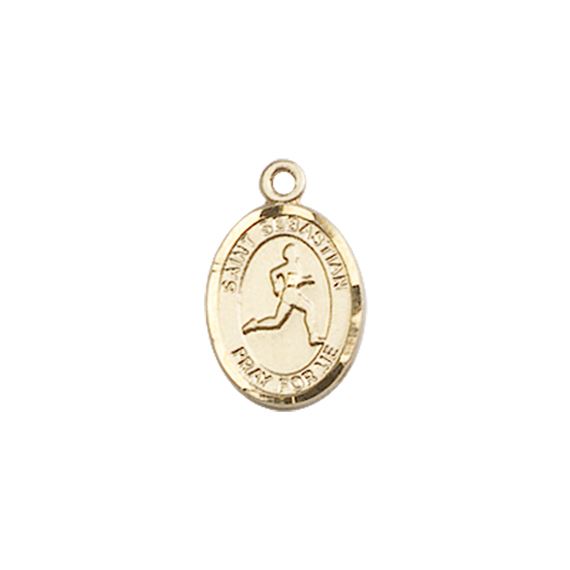 14KT GOLD ST SEBASTIAN-TRACK & FIELD MEDAL - 1/2" x 1/4"