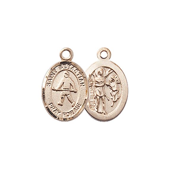 14KT GOLD ST SEBASTIAN-FIELD HOCKEY MEDAL - 1/2" x 1/4"