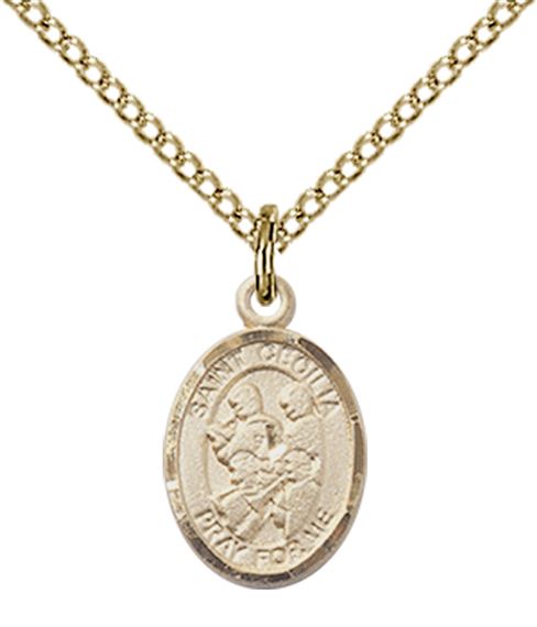 14KT GOLD FILLED ST CECILIA-MARCHING BAND PENDANT WITH CHAIN - 1/2" x 1/4"