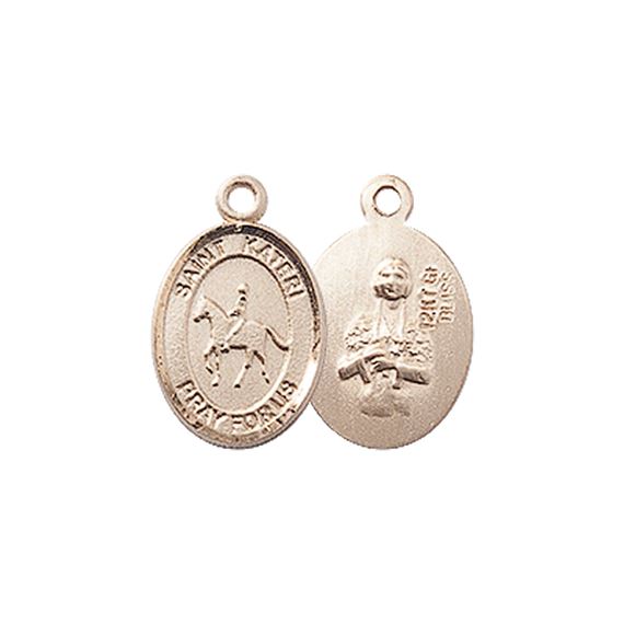 14KT GOLD ST KATERI-EQUESTRIAN MEDAL - 1/2" x 1/4"