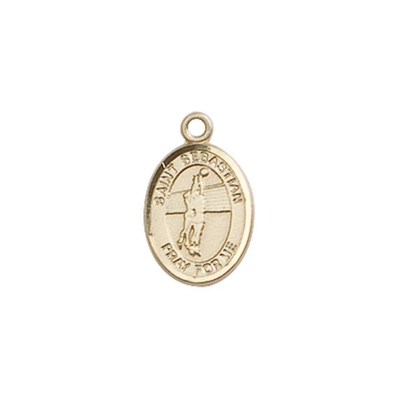 14KT GOLD ST SEBASTIAN-VOLLEYBALL MEDAL - 1/2" x 1/4"