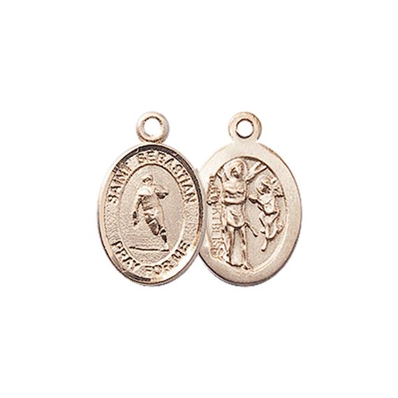14KT GOLD ST SEBASTIAN-RUGBY MEDAL - 1/2" x 1/4"