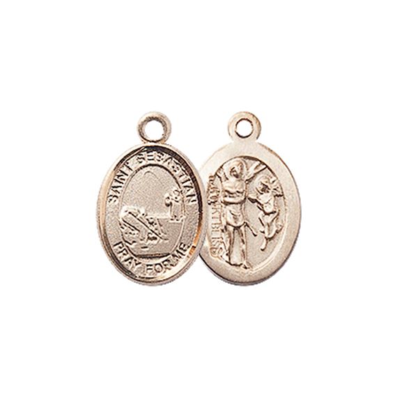 14KT GOLD ST SEBASTIAN-FISHING MEDAL - 1/2" x 1/4"