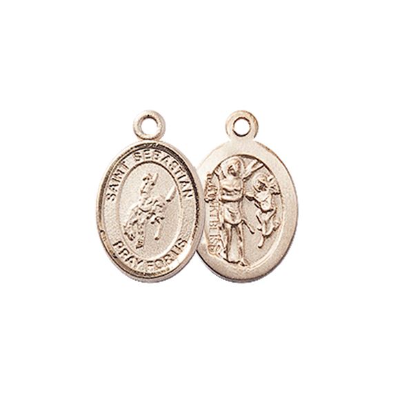 14KT GOLD ST SEBASTIAN-RODEO MEDAL - 1/2" x 1/4"
