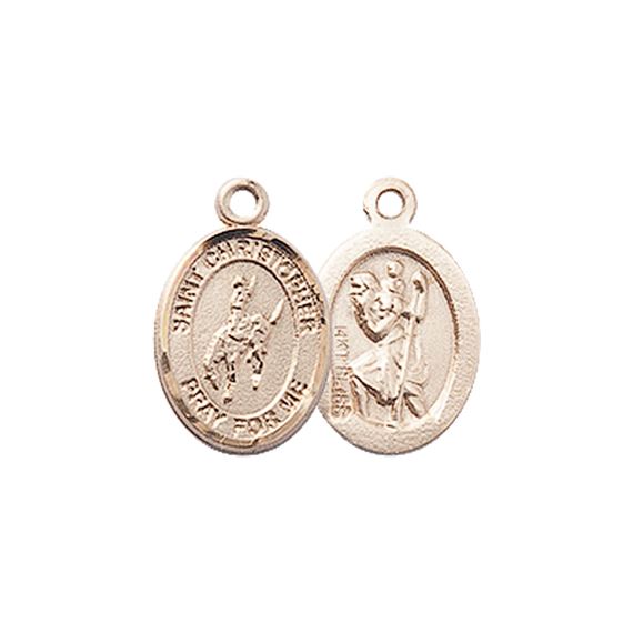 14KT GOLD ST CHRISTOPHER-RODEO MEDAL - 1/2" x 1/4"