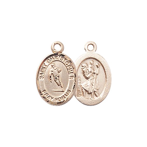 14KT GOLD ST CHRISTOPHER-RUGBY MEDAL - 1/2" x 1/4"