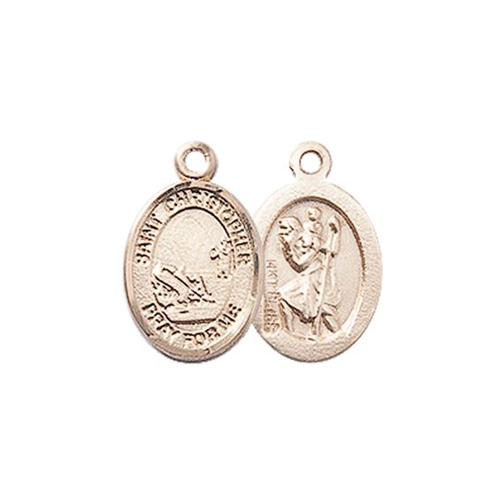 14KT GOLD ST CHRISTOPHER-FISHING MEDAL - 1/2" x 1/4"