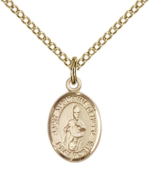 14KT GOLD FILLED ST AUGUSTINE OF HIPPO PENDANT WITH CHAIN - 1/2" x 1/4"