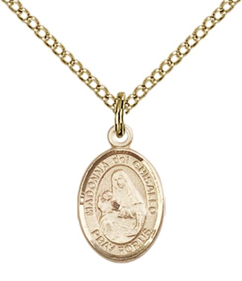 14KT GOLD FILLED ST MADONNA DEL GHISALLO PENDANT WITH CHAIN - 1/2" x 1/4"