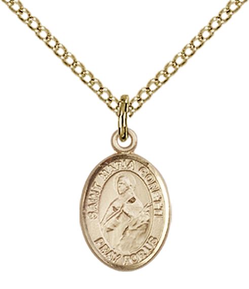 14KT GOLD FILLED ST MARIA GORETTI PENDANT WITH CHAIN - 1/2" x 1/4"