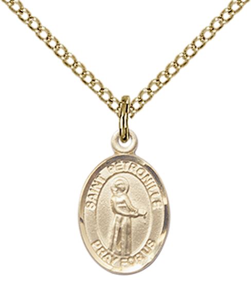 14KT GOLD FILLED ST PETRONILLE PENDANT WITH CHAIN - 1/2" x 1/4"