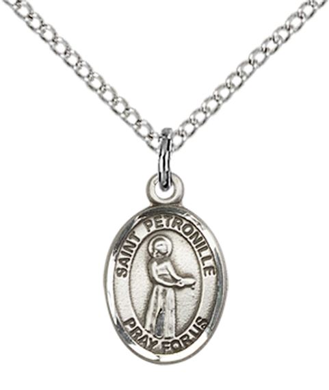 STERLING SILVER ST PETRONILLE PENDANT WITH CHAIN - 1/2" x 1/4"