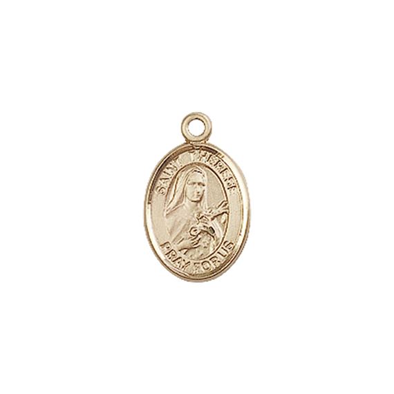 14KT GOLD ST THERESE OF LISIEUX MEDAL - 1/2" x 1/4"