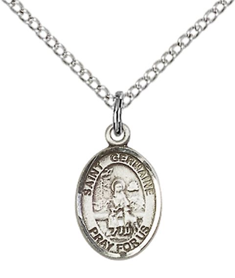 STERLING SILVER ST GERMAINE COUSIN PENDANT WITH CHAIN - 1/2" x 1/4"