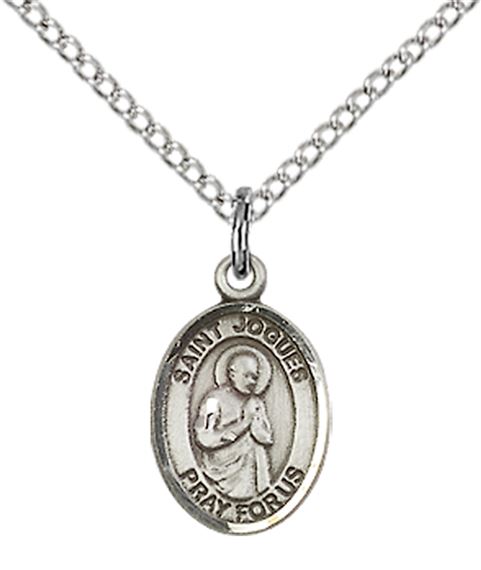 STERLING SILVER ST ISAAC JOGUES PENDANT WITH CHAIN - 1/2" x 1/4"