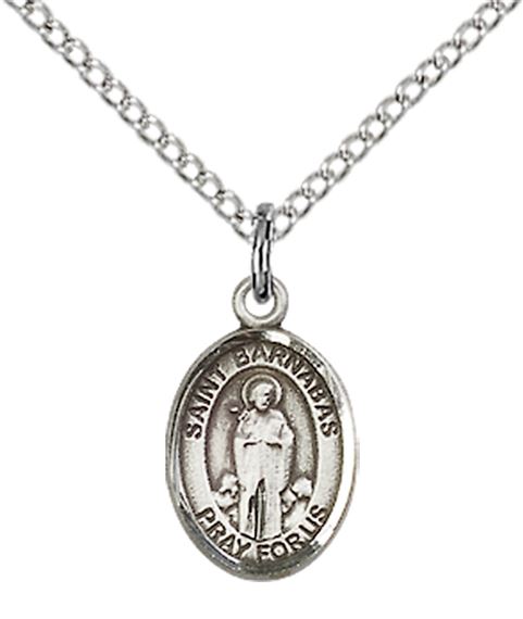 STERLING SILVER ST BARNABAS PENDANT WITH CHAIN - 1/2" x 1/4"