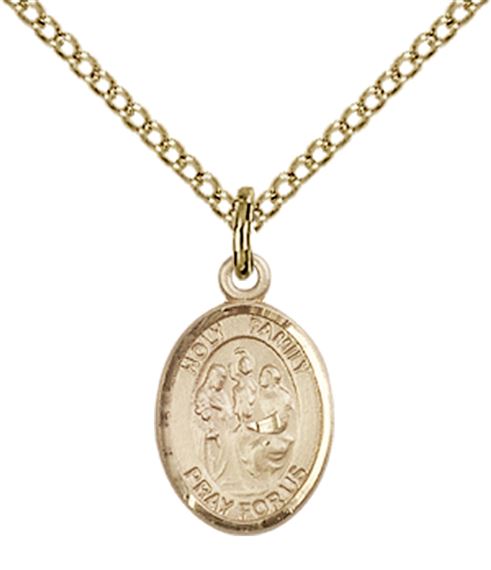 14KT GOLD FILLED HOLY FAMILY PENDANT WITH CHAIN - 1/2" x 1/4"
