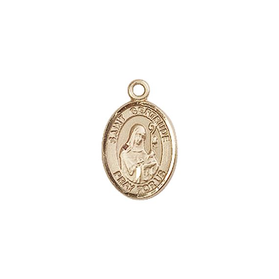 14KT GOLD ST GERTRUDE OF NIVELLES MEDAL - 1/2" x 1/4"
