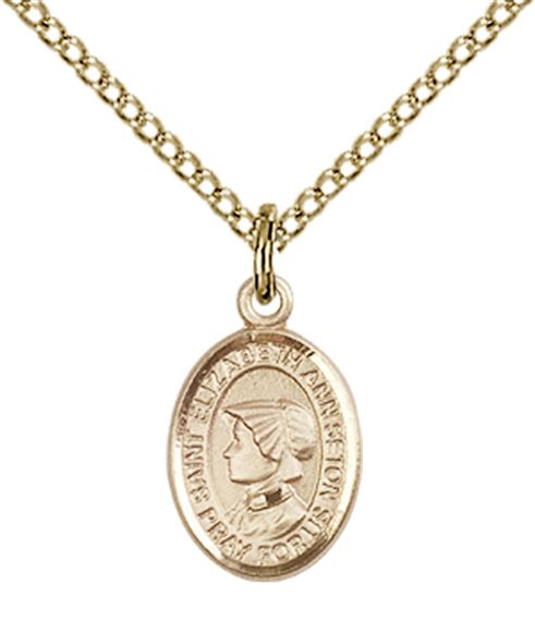 14KT GOLD FILLED ST ELIZABETH ANN SETON PENDANT WITH CHAIN - 1/2" x 1/4"