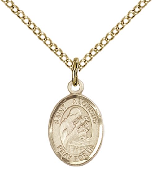 14KT GOLD FILLED ST ALOYSIUS GONZAGA PENDANT WITH CHAIN - 1/2" x 1/4"