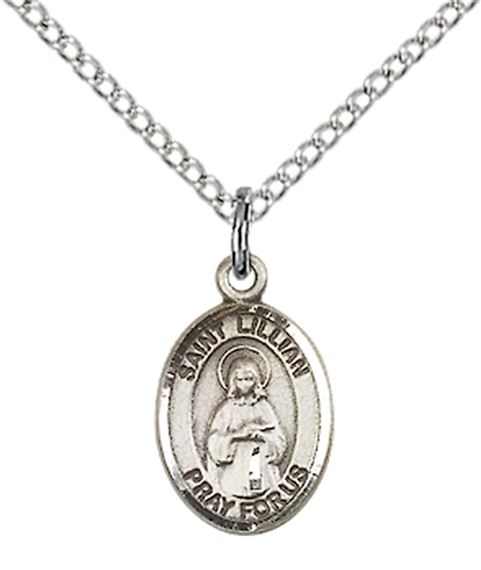 STERLING SILVER ST LILLIAN PENDANT WITH CHAIN - 1/2" x 1/4"