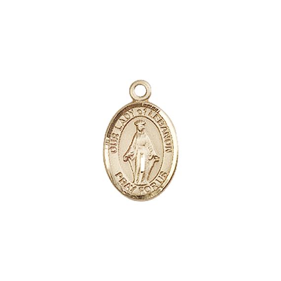 14KT GOLD OUR LADY OF LEBANON MEDAL - 1/2" x 1/4"