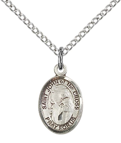 STERLING SILVER ST JOHN OF THE CROSS PENDANT WITH CHAIN - 1/2" x 1/4"