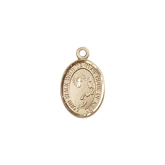 14KT GOLD FOOTPRINTS CROSS MEDAL - 1/2" x 1/4"