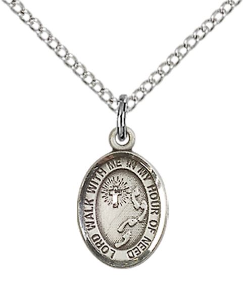 STERLING SILVER FOOTPRINTS CROSS PENDANT WITH CHAIN - 1/2" x 1/4"