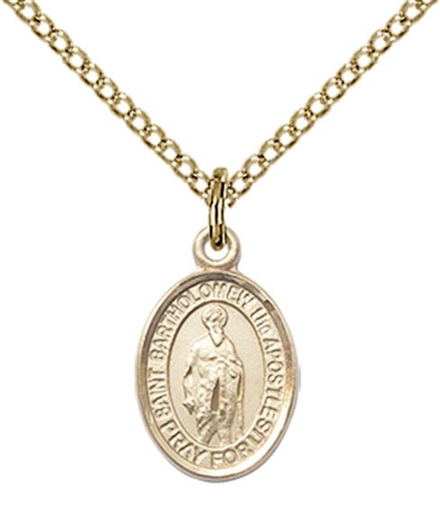 14KT GOLD FILLED ST BARTHOLOMEW THE APOSTLE PENDANT WITH CHAIN - 1/2" x 1/4"