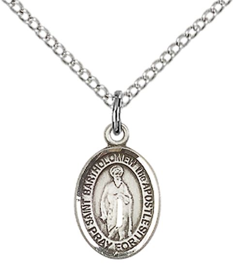 STERLING SILVER ST BARTHOLOMEW THE APOSTLE PENDANT WITH CHAIN - 1/2" x 1/4"