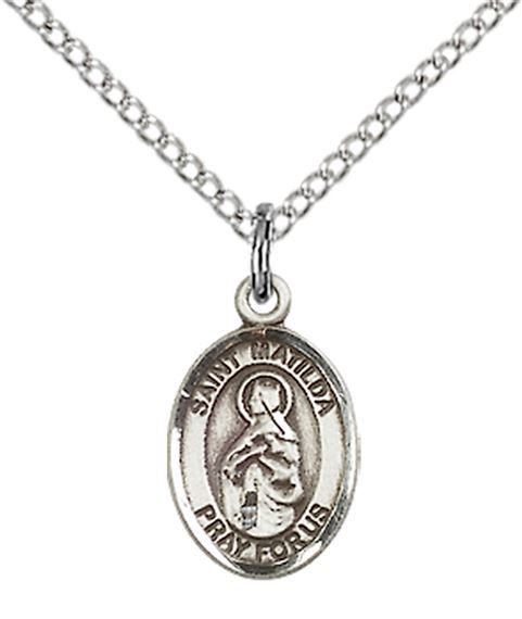 STERLING SILVER ST MATILDA PENDANT WITH CHAIN - 1/2" x 1/4"