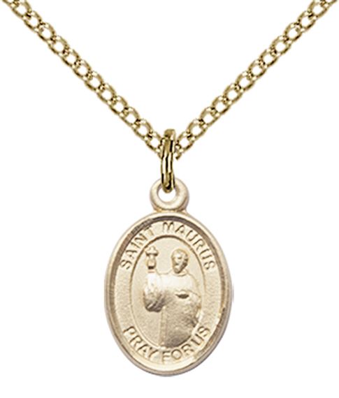 14KT GOLD FILLED ST MAURUS PENDANT WITH CHAIN - 1/2" x 1/4"