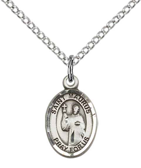 STERLING SILVER ST MAURUS PENDANT WITH CHAIN - 1/2" x 1/4"