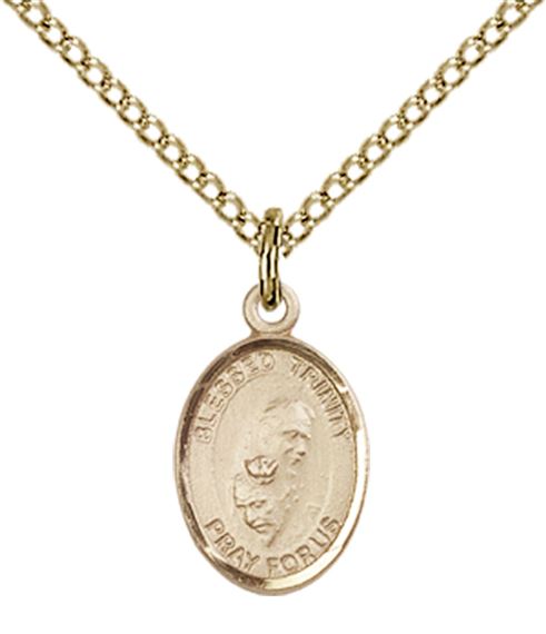 14KT GOLD FILLED BLESSED TRINITY PENDANT WITH CHAIN - 1/2" x 1/4"