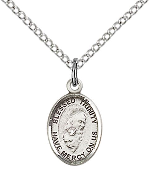 STERLING SILVER BLESSED TRINITY PENDANT WITH CHAIN - 1/2" x 1/4"