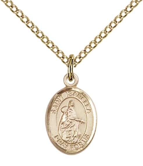 14KT GOLD FILLED ST ISABELLA OF PORTUGAL PENDANT WITH CHAIN - 1/2" x 1/4"