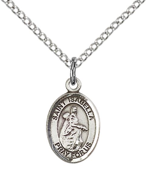 STERLING SILVER ST ISABELLA OF PORTUGAL PENDANT WITH CHAIN - 1/2" x 1/4"