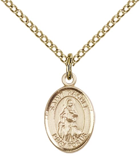 14KT GOLD FILLED ST RACHEL PENDANT WITH CHAIN - 1/2" x 1/4"