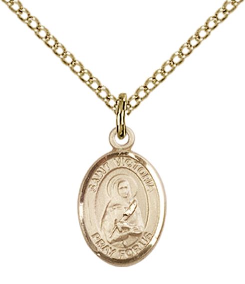 14KT GOLD FILLED ST VICTORIA PENDANT WITH CHAIN - 1/2" x 1/4"