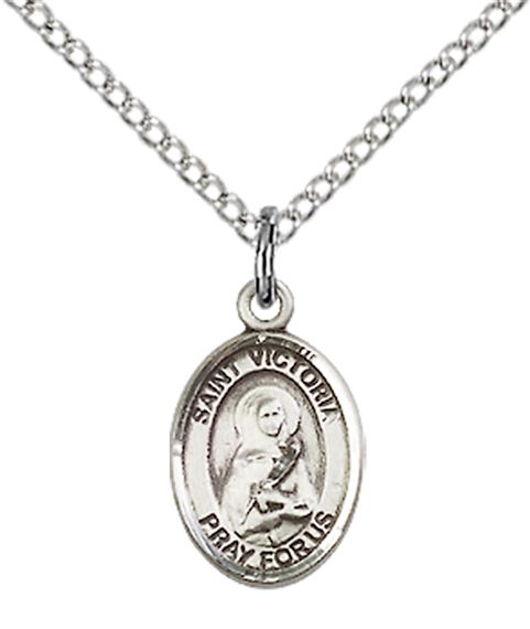 STERLING SILVER ST VICTORIA PENDANT WITH CHAIN - 1/2" x 1/4"