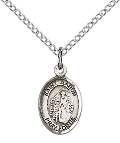 STERLING SILVER ST AARON PENDANT WITH CHAIN - 1/2" x 1/4"