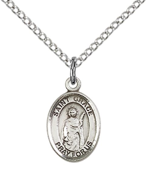 STERLING SILVER ST GRACE PENDANT WITH CHAIN - 1/2" x 1/4"