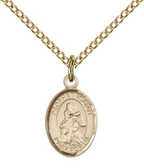 14KT GOLD FILLED ST ISAIAH PENDANT WITH CHAIN - 1/2" x 1/4"