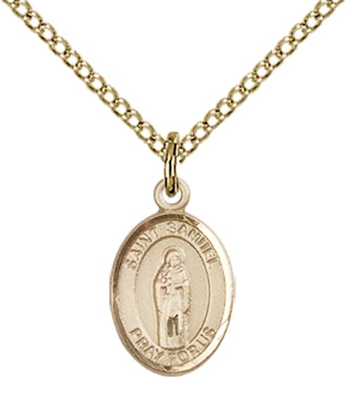 14KT GOLD FILLED ST SAMUEL PENDANT WITH CHAIN - 1/2" x 1/4"