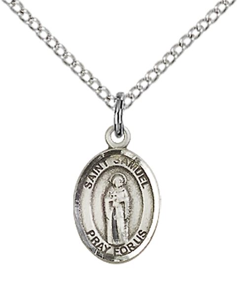 STERLING SILVER ST SAMUEL PENDANT WITH CHAIN - 1/2" x 1/4"